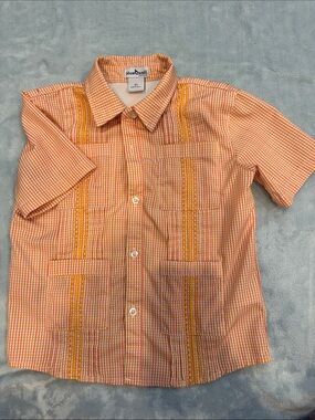 Blue Quail 4t Orange and Yellow Short-Sleeve Button-Down Shirt